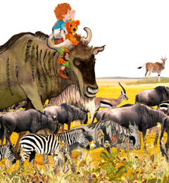 Chocolate wildebeest, caramel antelopes and striped zebras